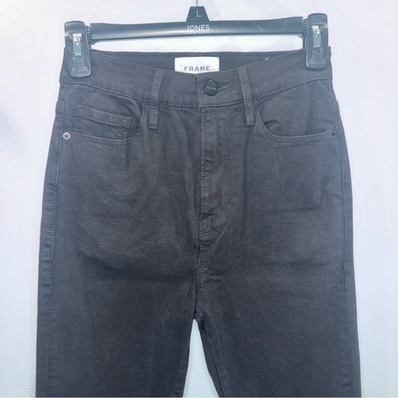 FRAME Ali High Rise Skinny Jeans Black Size 25 - Picture 6 of 13